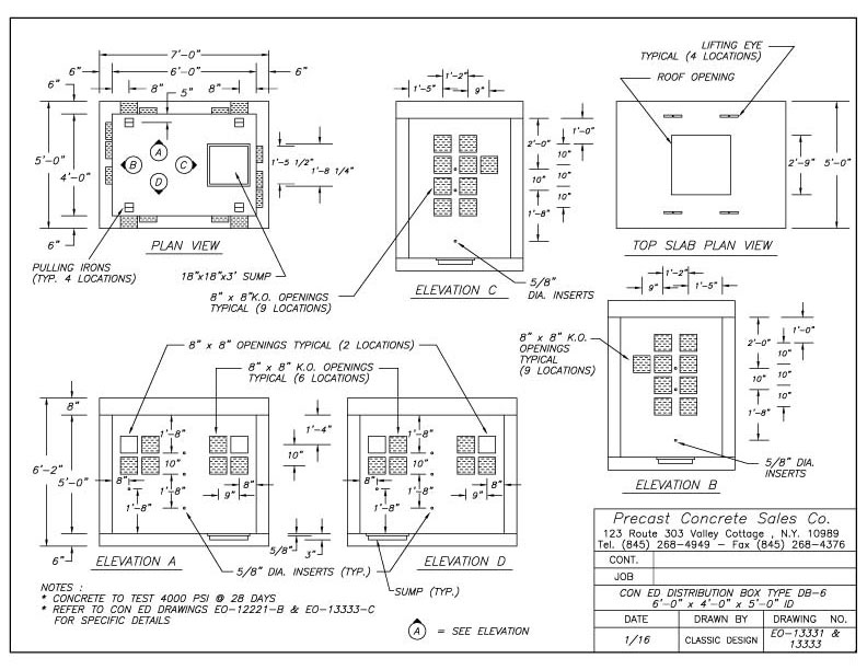 CON ED Distribution Box Type DB-6 6'-0" x 4'-0" x 5'-0" ID